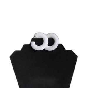 White Acrylic Lightweight Post Back Hoop Style Statement Fashion Earrings